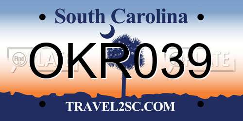 OKR039 South Carolina License Plate