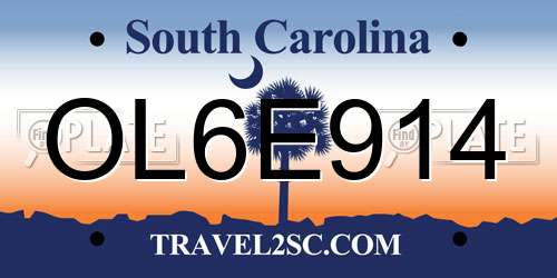 OL6E914 South Carolina License Plate