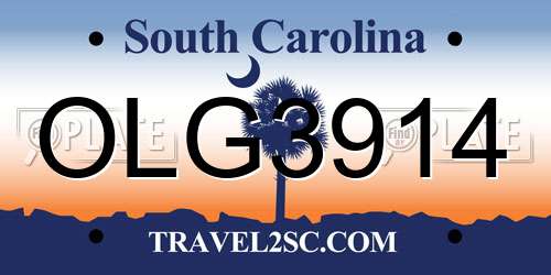 OLG3914 South Carolina License Plate