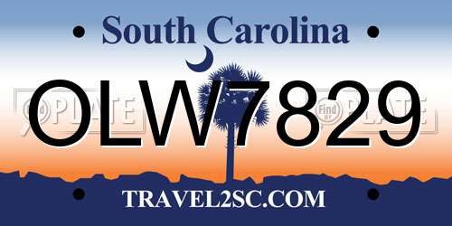 OLW7829 South Carolina License Plate