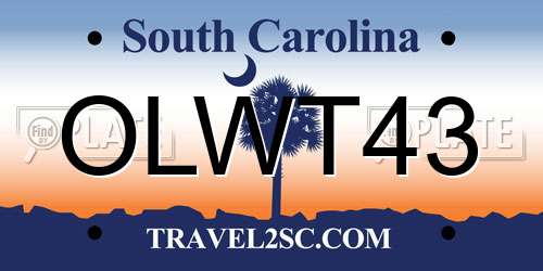 OLWT43 South Carolina License Plate