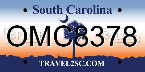 OMC8378 South Carolina License Plate