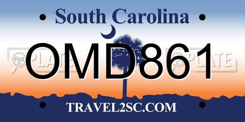 OMD861 South Carolina License Plate