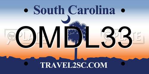 OMDL33 South Carolina License Plate