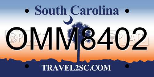 OMM8402 South Carolina License Plate