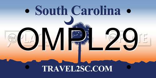 OMPL29 South Carolina License Plate