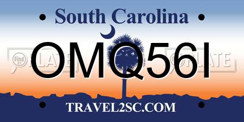 OMQ56I South Carolina License Plate
