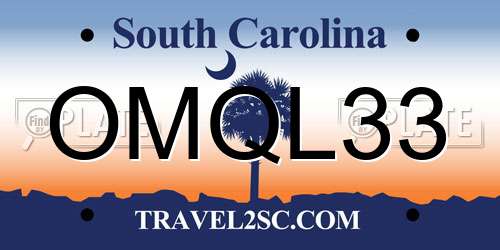 OMQL33 South Carolina License Plate