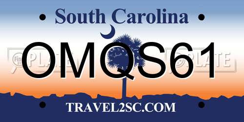 OMQS61 South Carolina License Plate