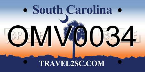 OMV0034 South Carolina License Plate