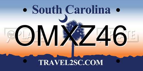OMXZ46 South Carolina License Plate