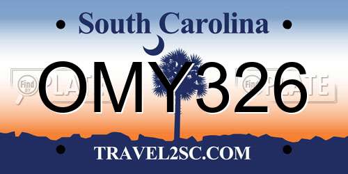 OMY326 South Carolina License Plate