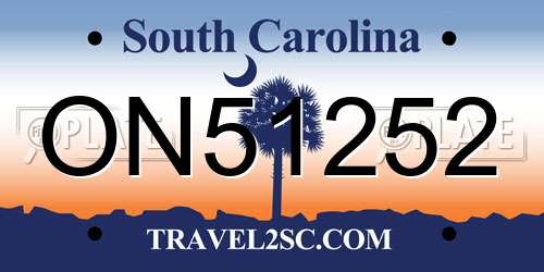 ON51252 South Carolina License Plate