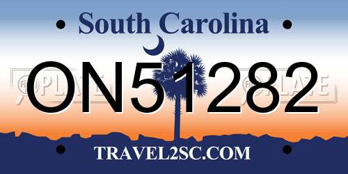 ON51282 South Carolina License Plate