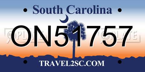 ON51757 South Carolina License Plate