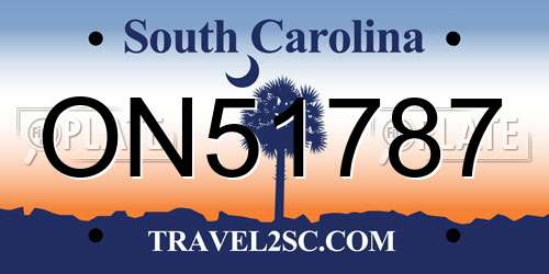 ON51787 South Carolina License Plate