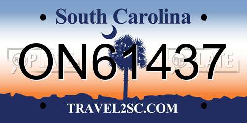 ON61437 South Carolina License Plate