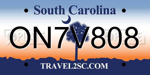 ON7V808 South Carolina License Plate