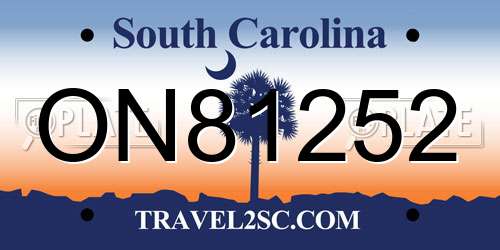 ON81252 South Carolina License Plate