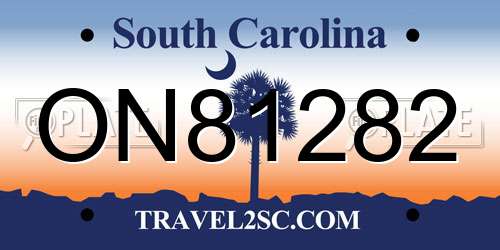 ON81282 South Carolina License Plate