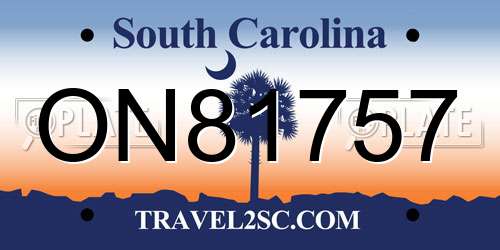 ON81757 South Carolina License Plate
