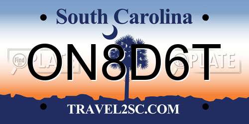 ON8D6T South Carolina License Plate