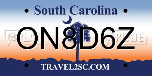 ON8D6Z South Carolina License Plate