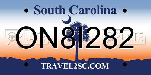 ON8I282 South Carolina License Plate