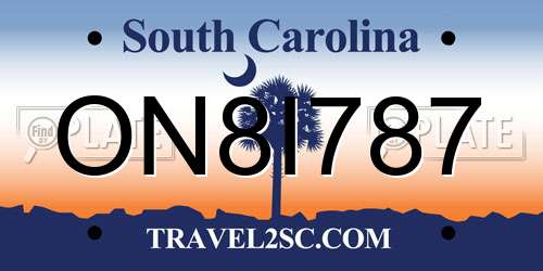 ON8I787 South Carolina License Plate