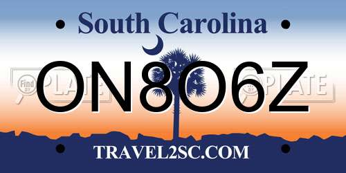 ON8O6Z South Carolina License Plate