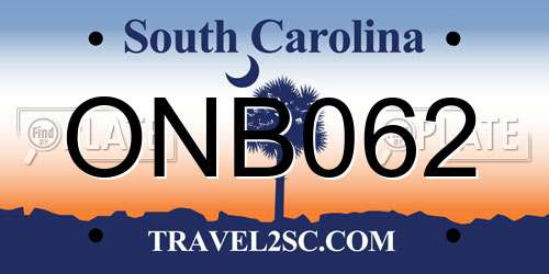ONB062 South Carolina License Plate