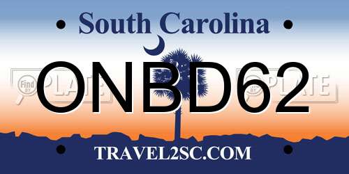ONBD62 South Carolina License Plate