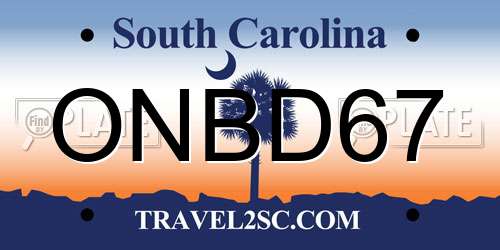 ONBD67 South Carolina License Plate