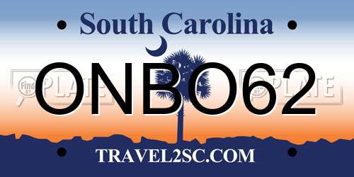 ONBO62 South Carolina License Plate