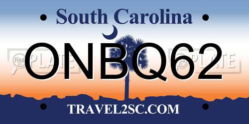 ONBQ62 South Carolina License Plate