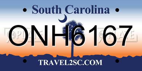 ONH6167 South Carolina License Plate