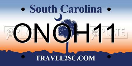 ONOH11 South Carolina License Plate
