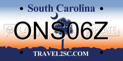 ONS06Z South Carolina License Plate