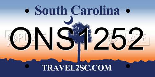 ONS1252 South Carolina License Plate