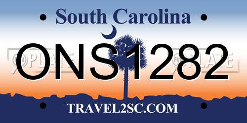 ONS1282 South Carolina License Plate