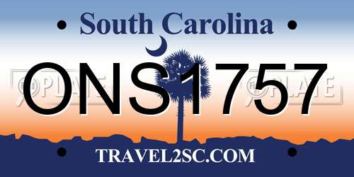 ONS1757 South Carolina License Plate