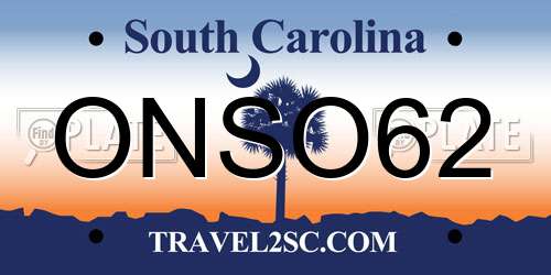 ONSO62 South Carolina License Plate
