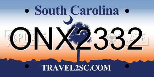 ONX2332 South Carolina License Plate