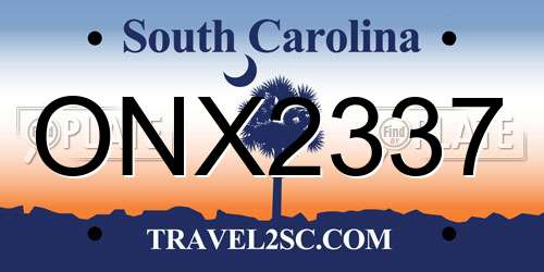 ONX2337 South Carolina License Plate