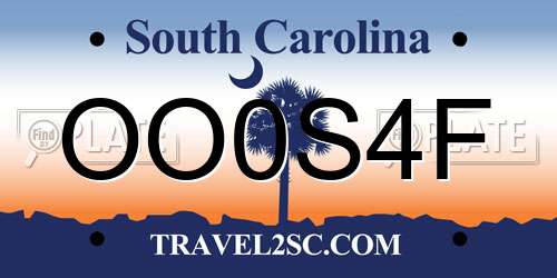 OO0S4F South Carolina License Plate