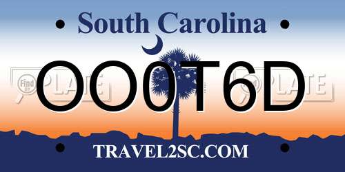 OO0T6D South Carolina License Plate