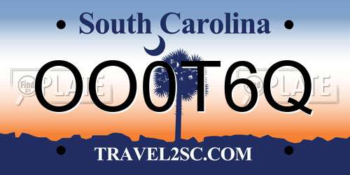 OO0T6Q South Carolina License Plate