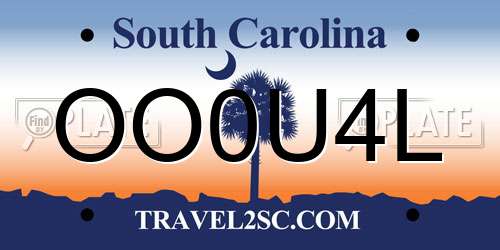 OO0U4L South Carolina License Plate