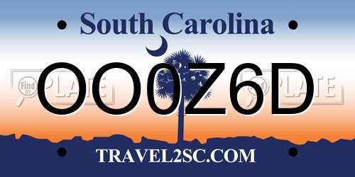 OO0Z6D South Carolina License Plate