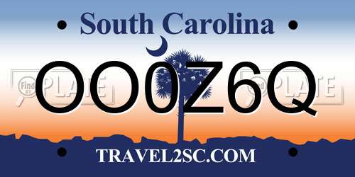 OO0Z6Q South Carolina License Plate
